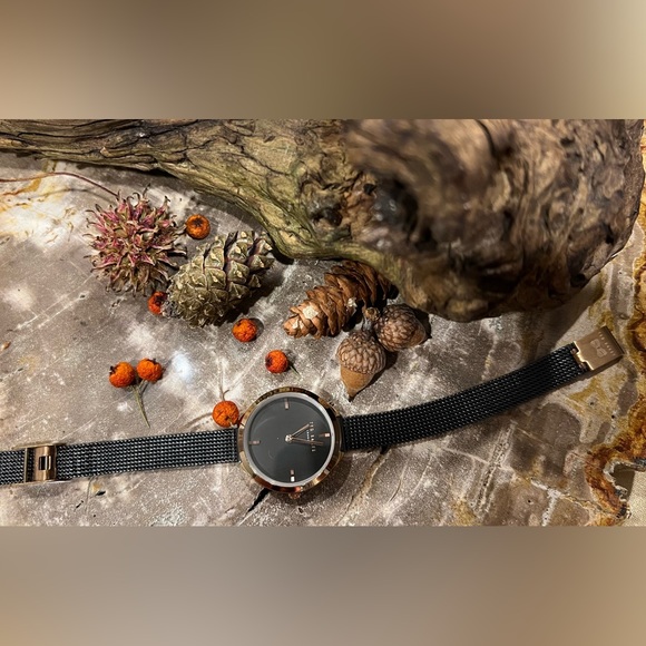 Authentic Ted Baker Rose Gold Tone Watch rich black mesh strap adjustable 7..25” - Picture 6 of 12